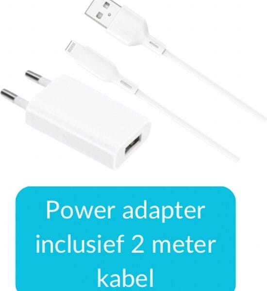 iPhone oplader USB-A met 2 meter Lightning kabel – extra lange oplader