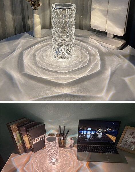 Diamond Rose tafellamp – Luxe 3D crystal LED lamp met 16 kleuren