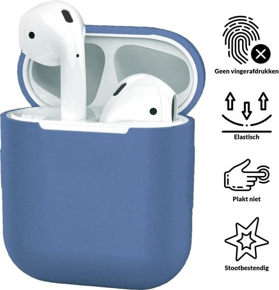 AirPods hoesje nachtblauw voor Apple AirPods 1 en 2 – siliconen beschermende case