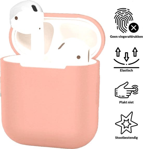 AirPods hoesje roze voor Apple AirPods 1 en 2 – siliconen beschermende case