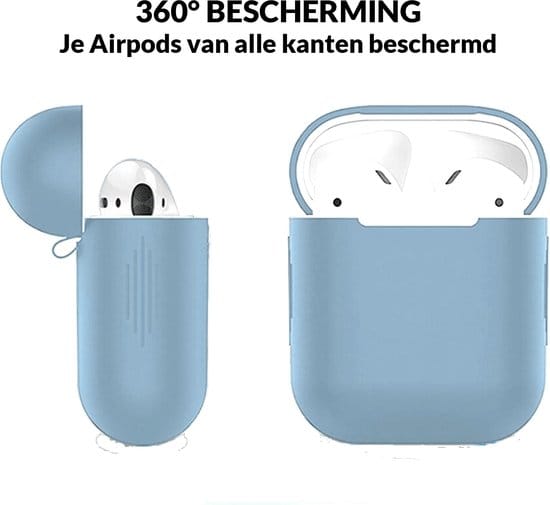 Detailfoto van het marinelauw AirPods hoesje – flexibel en duurzaam siliconen materiaal