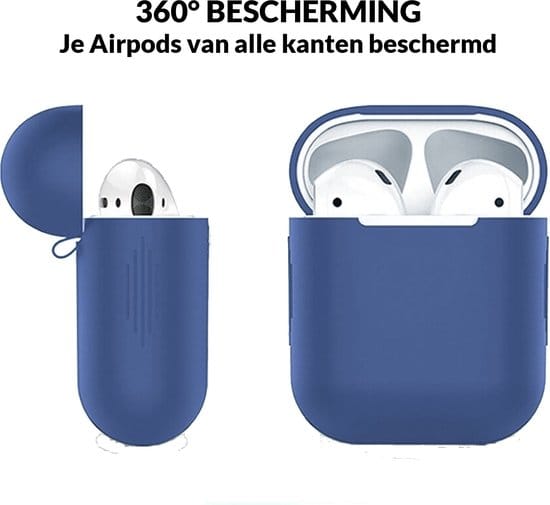 AirPods hoesje marineblauw – siliconen beschermcase voor AirPods 1 en 2