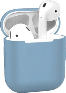 AirPods hoesje babyblauw siliconen vooraanzicht