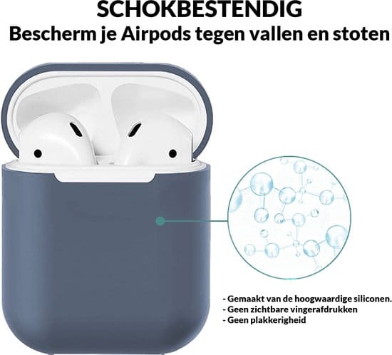 Detail van AirPods hoesje blauwgrijs siliconen materiaal