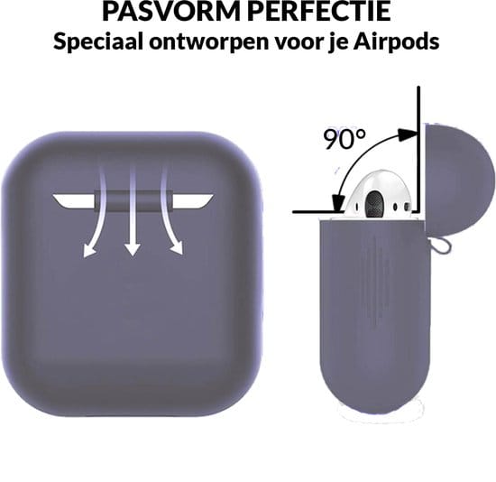 Detail van AirPods hoesje blauwgrijs siliconen materiaal