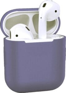 AirPods hoesje blauwgrijs siliconen vooraanzicht