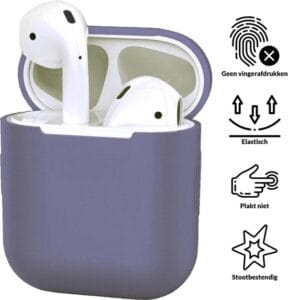 AirPods hoesje blauwgrijs siliconen zijaanzicht