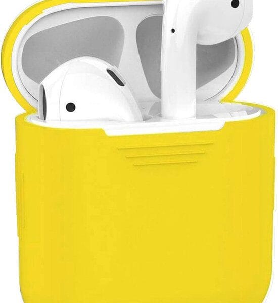 AirPods hoesje geel siliconen vooraanzicht