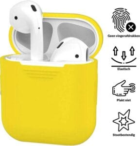 AirPods hoesje geel siliconen zijaanzicht