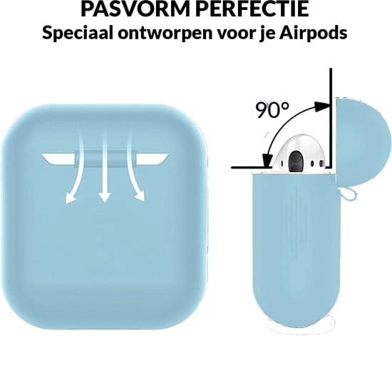 Detail van AirPods hoesje hemelblauw siliconen materiaal