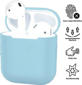 AirPods hoesje hemelblauw siliconen zijaanzicht