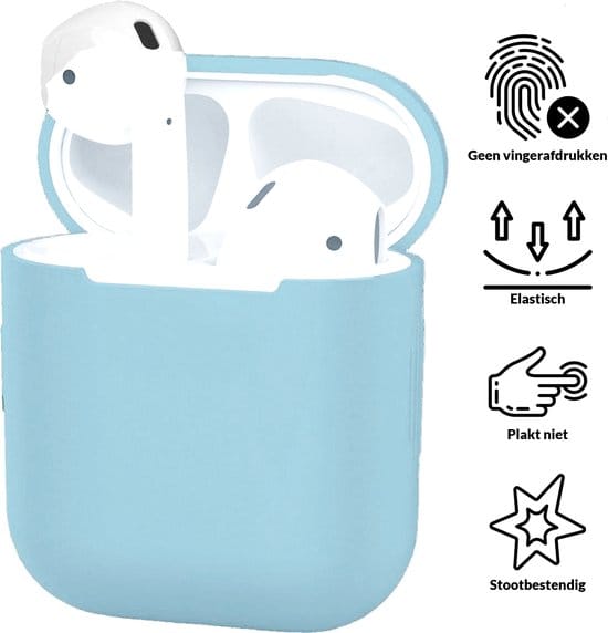 AirPods hoesje hemelblauw – siliconen case voor AirPods 1 en 2