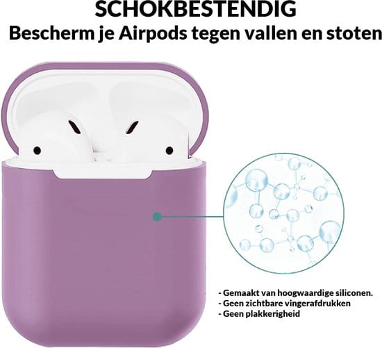 AirPods hoesje lavendel siliconen beschermcase in gebruik