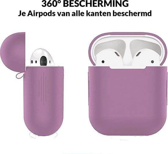 Detail van AirPods hoesje lavendel siliconen materiaal