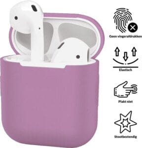 AirPods hoesje lavendel siliconen zijaanzicht