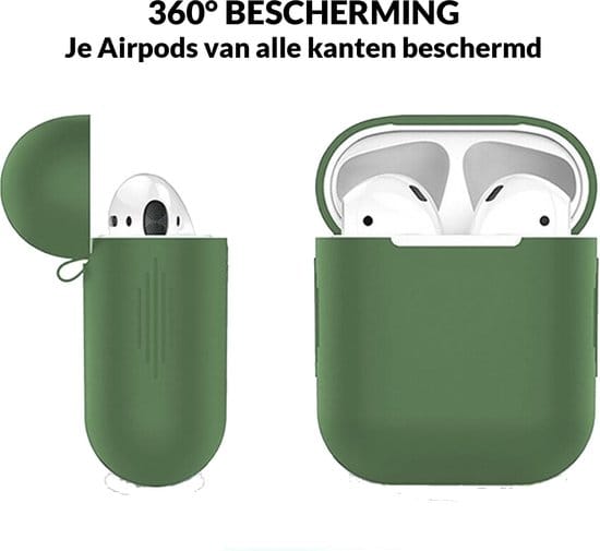 Detail van AirPods hoesje legergroen siliconen materiaal