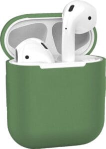 AirPods hoesje legergroen siliconen vooraanzicht