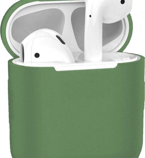 AirPods hoesje legergroen siliconen vooraanzicht