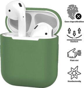 AirPods hoesje legergroen siliconen zijaanzicht