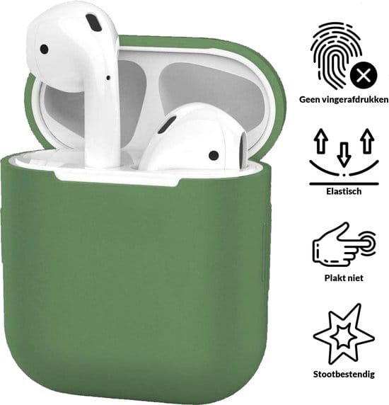 Airpods hoesje legergroen – siliconen beschermcase AirPods 1 en 2