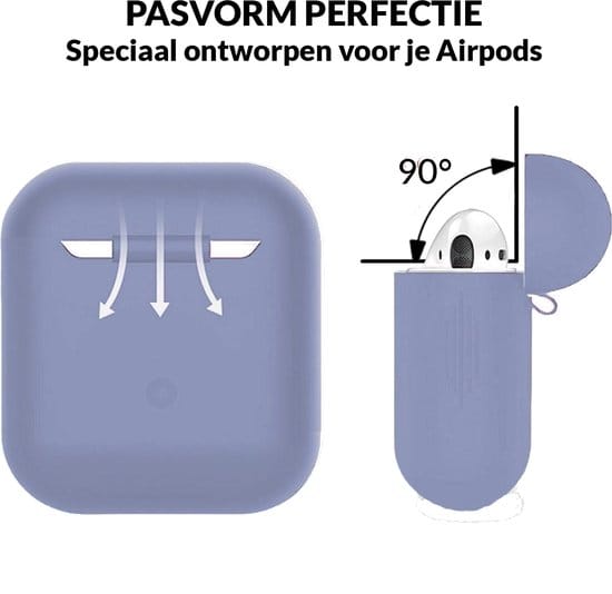 Detail van AirPods hoesje violetgrijs siliconen materiaal