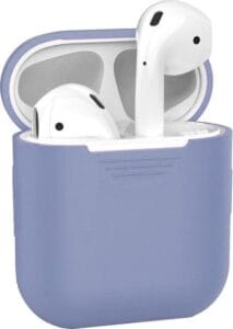 AirPods hoesje violetgrijs van siliconen voor AirPods 1 en 2. Frisse uitstraling met duurzame bescherming voor dagelijks gebruik.
