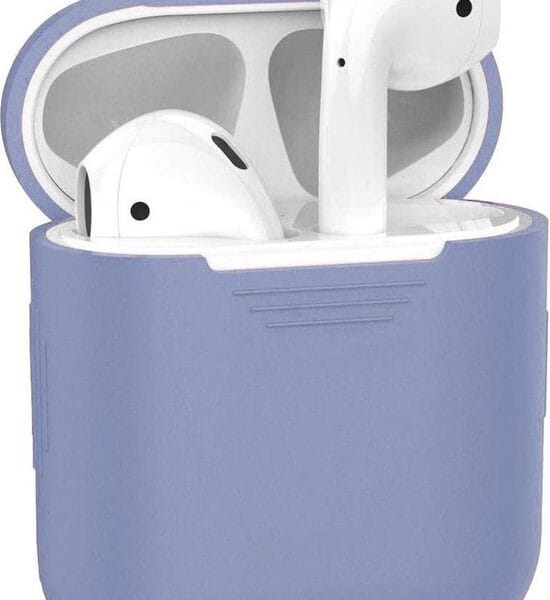 AirPods hoesje violetgrijs van siliconen voor AirPods 1 en 2. Frisse uitstraling met duurzame bescherming voor dagelijks gebruik.
