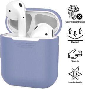AirPods hoesje violetgrijs siliconen zijaanzicht