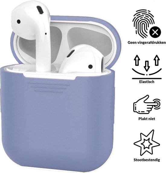 AirPods hoesje violetgrijs siliconen zijaanzicht