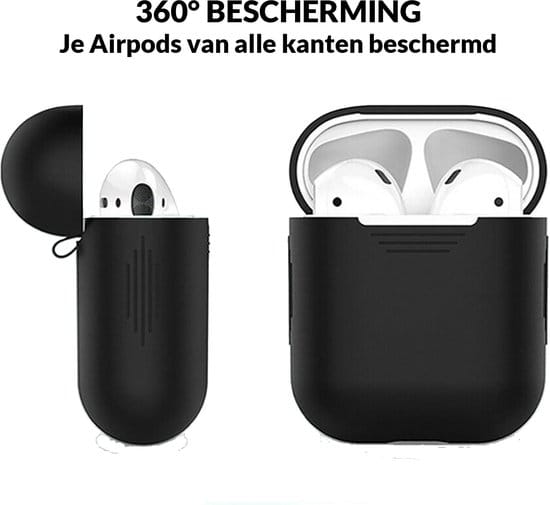 Detail van AirPods hoesje zwart siliconen materiaal