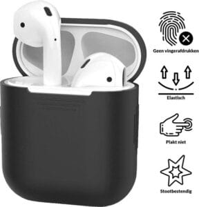 AirPods hoesje zwart siliconen zijaanzicht