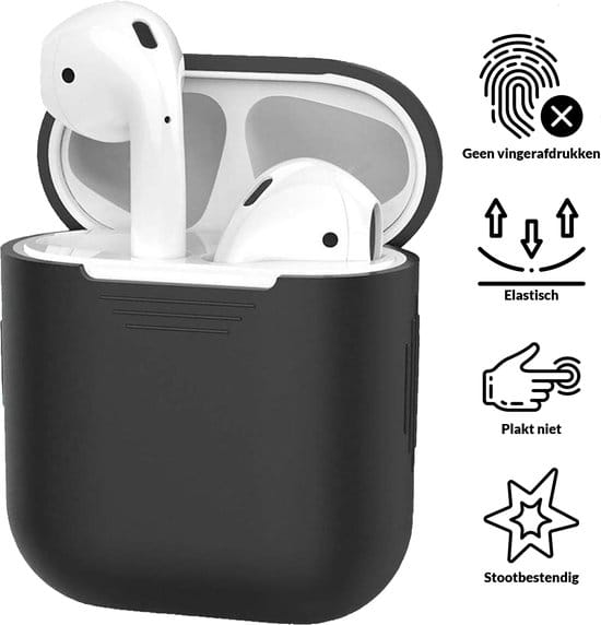 AirPods hoesje zwart siliconen zijaanzicht