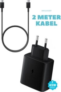 USB C adapter 45W met 2m kabel vooraanzicht